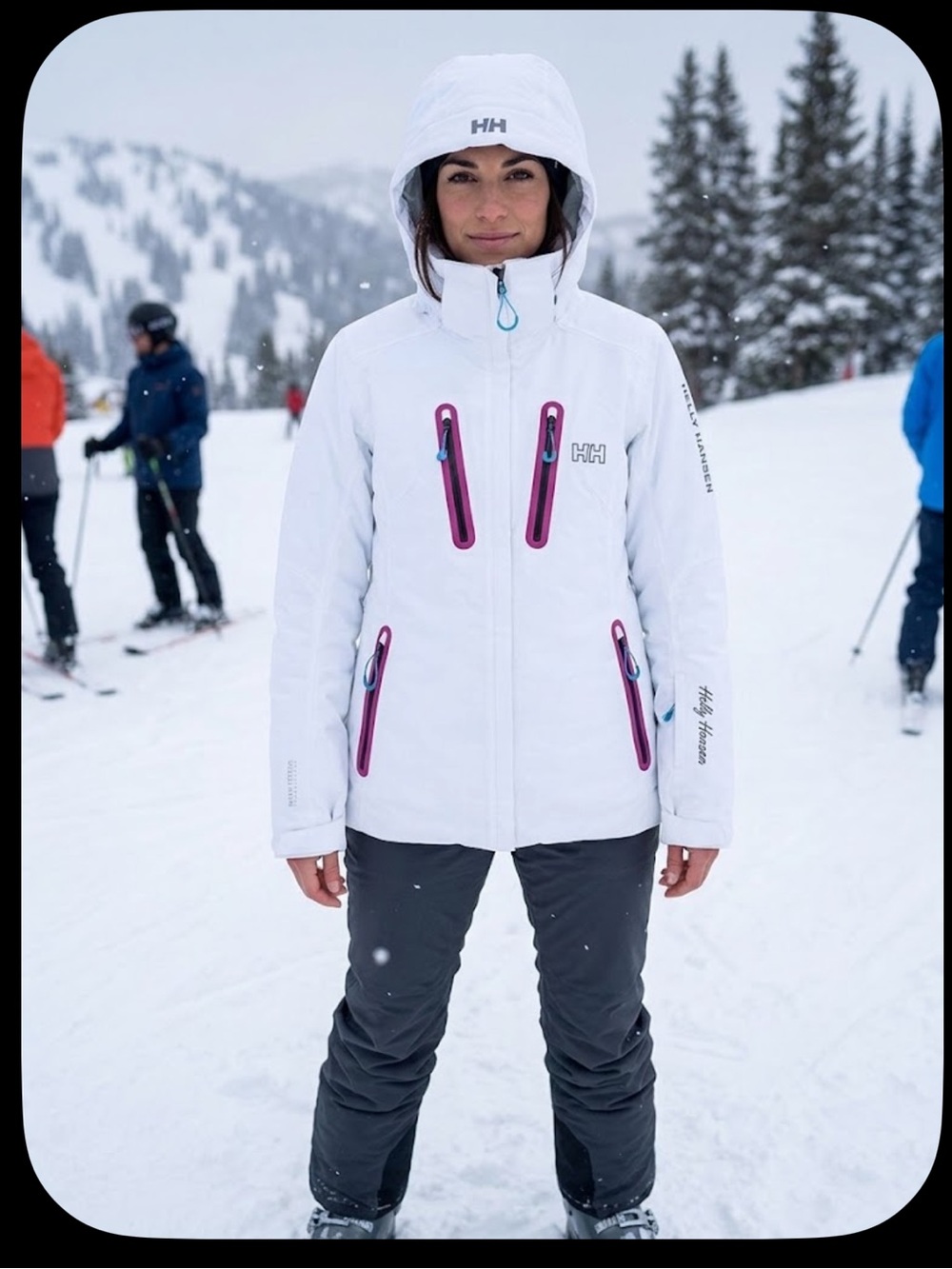 Helly Hansen Rocco White ski snowboard Jacket Pink  M with removable hood